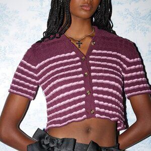 NWT UO Kimchi Blue Oliver Button Down Purple Polo Sweater